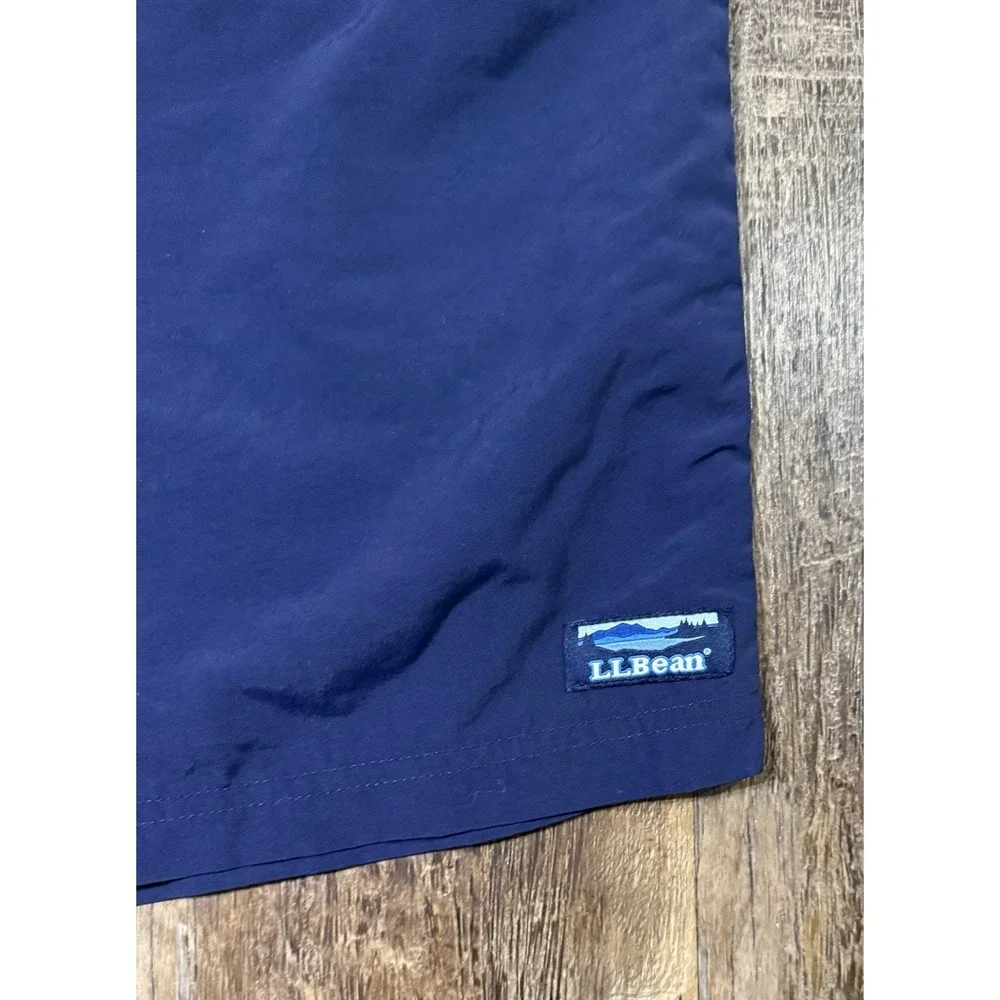 LL Bean Swim Trunks Men Size Large Blue UPF 50 Lined Summer Navy Summer Water